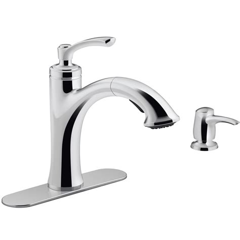 Kohler Elliston Polished Chrome Handle Deck Mount Pull Out Kitchen