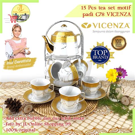 Jual Vicenza Tea Set Porcelain Motif Cr Gemini Cangkit Set Teko