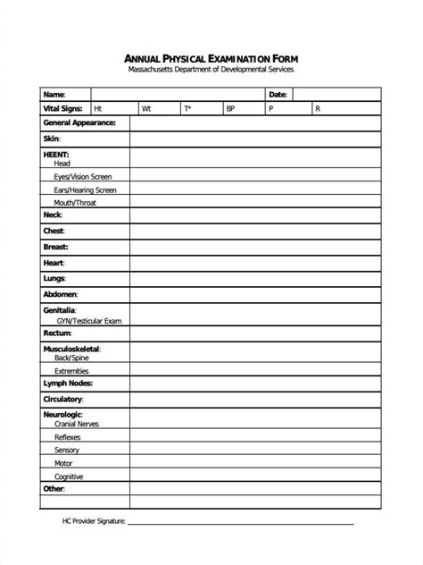 Free Physical Form Samples Pdf Ms Word Google Docs