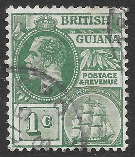 British Guiana Scott Used C Green Kgv Ship Issue Of