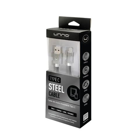 Type C Usb 20 Steel Cable 3 Ft Cb4063gy Unno Tekno