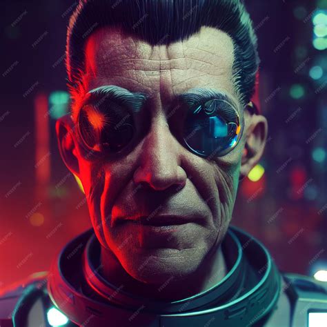 Premium Photo Cyberpunk Man Portrait Futuristic Neon Style