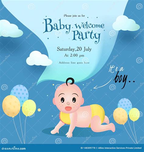 Baby Welcome Party Invitation Card Design With Cute Little 42 Off