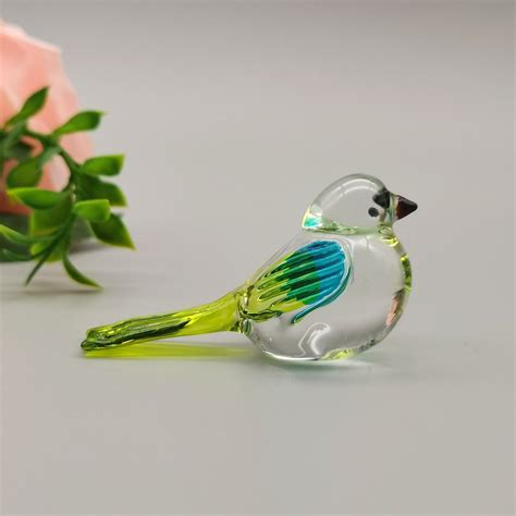 Glass Bird Figurine Blown Glass Bird Home Decoration Etsy