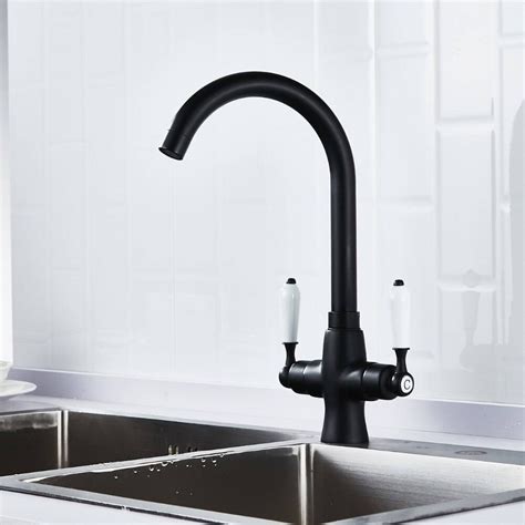 Luxury New Double Handle Hot And Cold Kitchen Sink Faucet Kitchen Mixer Chrome Black Kitchen