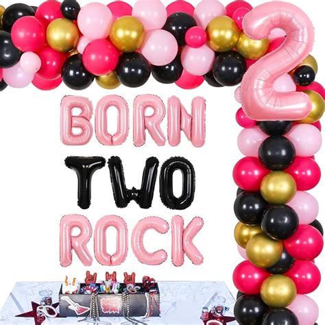 Amazon Sursurprise Born Two Rock Birthday Decorations Rock And