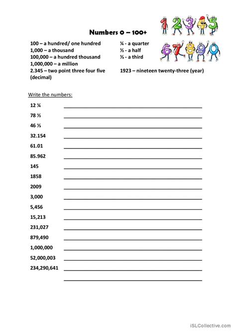 Numbers And Up General Gramma English Esl Worksheets Pdf Doc