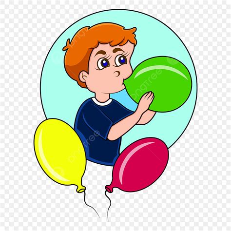 Inflated Balloon Clipart Vector Cartoon Of A Boy Inflating Balloons