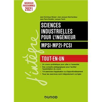 Sciences Industrielles Pour L Ing Nieur Mpsi Mp I Pcsi Tout En Un