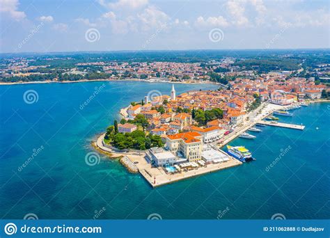 Aerial View Of Croatian Town Porec Stock Photo Image Of Boat