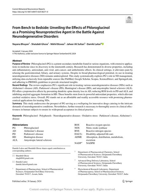 From Bench To Bedside Unveiling The Effects Of Phloroglucinol As A