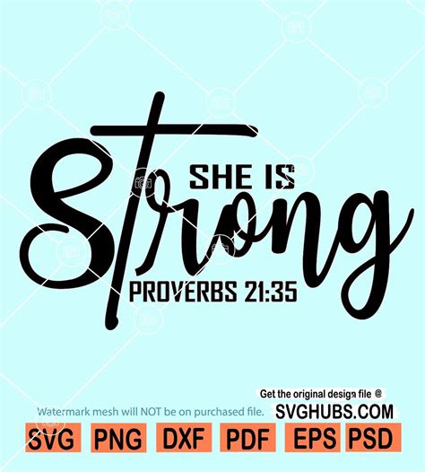 She Is Strong Svg Bible Verse Svg Christian Svg File Religious Svg