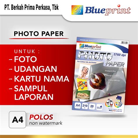 Jual Kertas Foto Kertas Glossy Glossy Photo Paper BLUEPRINT A4 210