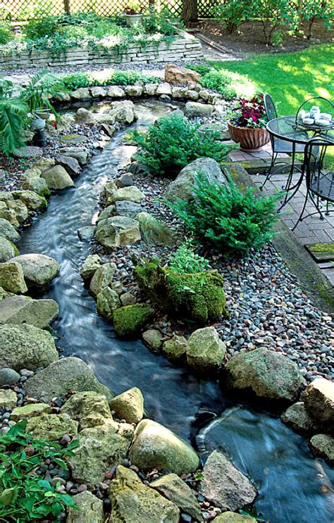 Backyard Rock And Stream Landscaping • Photo The Green Living Expert Water Features In The