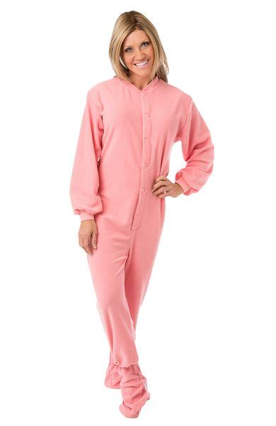 Pink Micro Polar Fleece Onesie Footie Pajamas For Adults Adult Footed