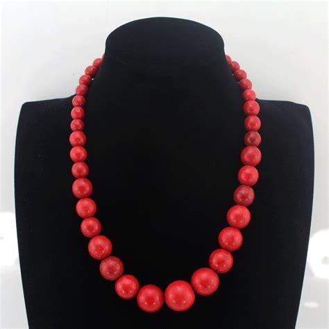 8 20mm Red Turquoise Beads Necklace Round Turquoise Necklace T Necklace Turquoise