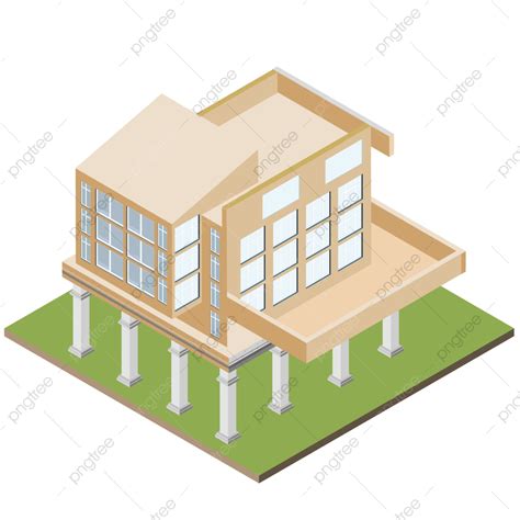 2 5d Building Vector Png Images 2 5d White Building Scene Ai Material