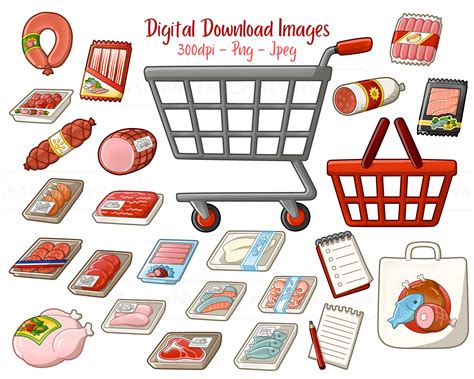 Supermarket - Meat - Grocery Clip Art Images - Digital Download - Etsy