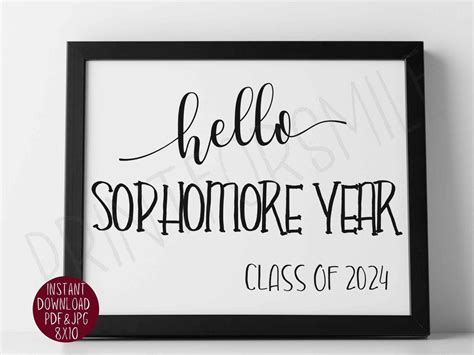 Hello Sophomore Year Sign First Day Of Sophomore Year Etsy