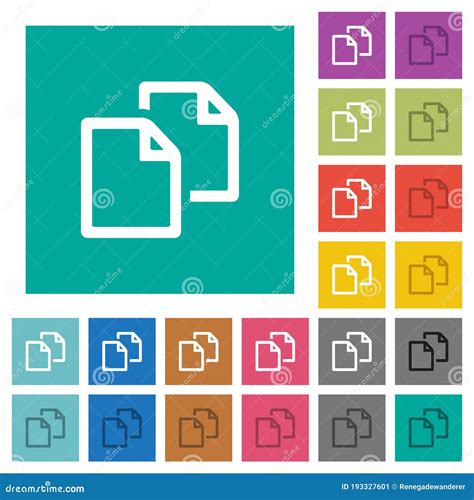 Kopieerdocument Vierkante Platte Gekleurde Pictogrammen Vector