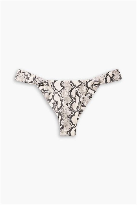 Vix Paula Hermanny Mia Knotted Snake Print Low Rise Bikini Briefs The