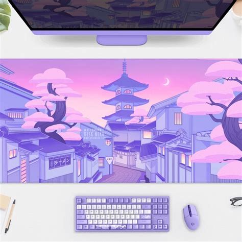 Japanese Anime Desk Mat Pastel Tokyo City Landscape Xxl Mouse Etsy