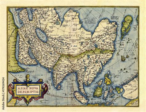 Old map of Asia. Excellent state of preservation realized in ancient ...