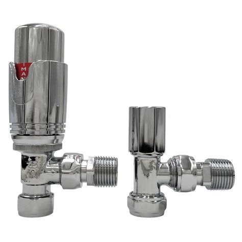 Chrome Thermostatic Angled Radiator Valves Furniture123