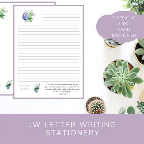 Printable Letter Writing Stationery Jw Letter Writing Paper Etsy