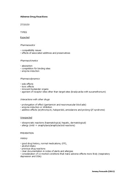 Adverse Drug Reactions | PDF