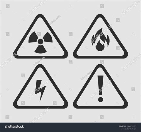 Triangular Danger Signs Symbols Set Informing Stock Vector Royalty