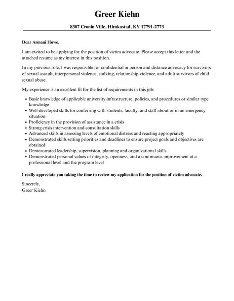 Victim Advocate Cover Letter Velvet Jobs