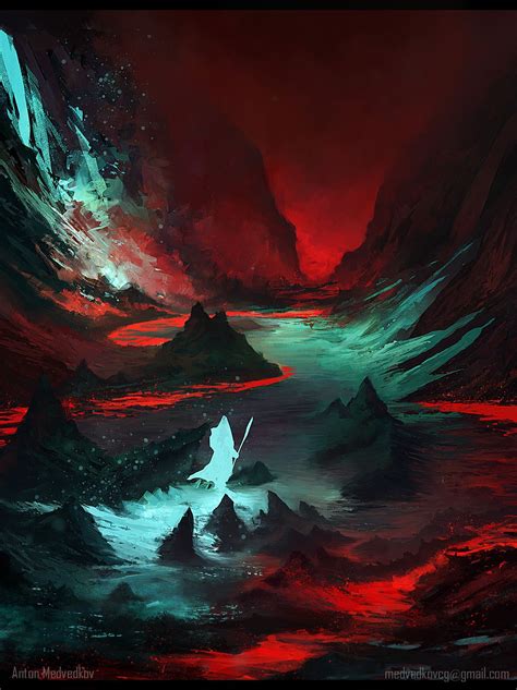 Red Cave Anton Medvedkov Fantasy Art Landscapes Dark Fantasy Art