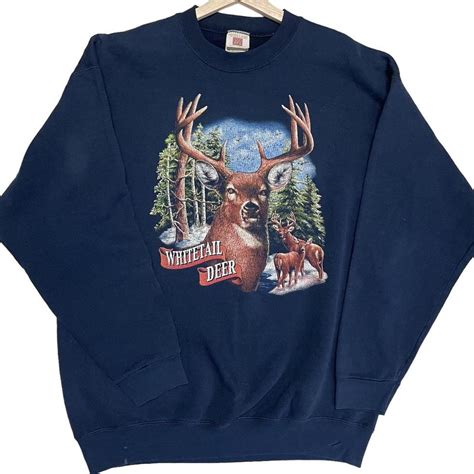 Vintage Whitetail Deer Graphic Sweatshirt Insane Depop