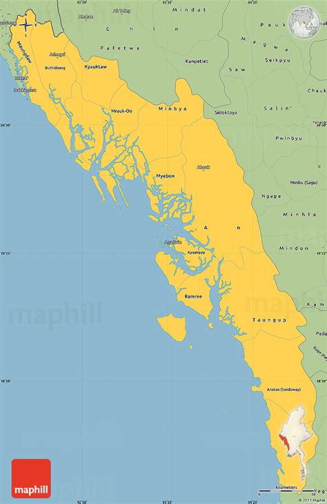 Savanna Style Simple Map Of Arakan Rakhine