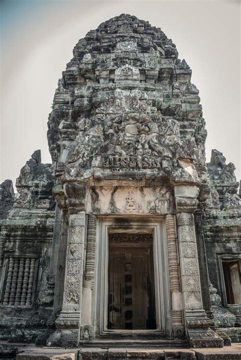 Ancient Door Angkor Ruins at Cambodia, Asia. Culture, Tradition, Religion. History Stock Photo ...