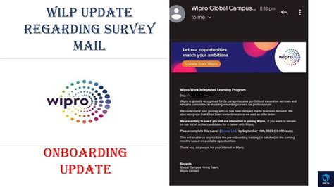 WIPRO WILP ONBOARDING UPDATE WILP ONBOARDING UPDATE REGARDING SURVEY