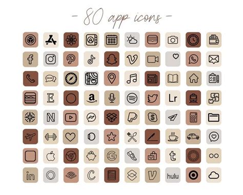 Braune Lineart App Icons Nude App Icons Neutrale App Elemente Iphone Icons Ios14 Aquarell