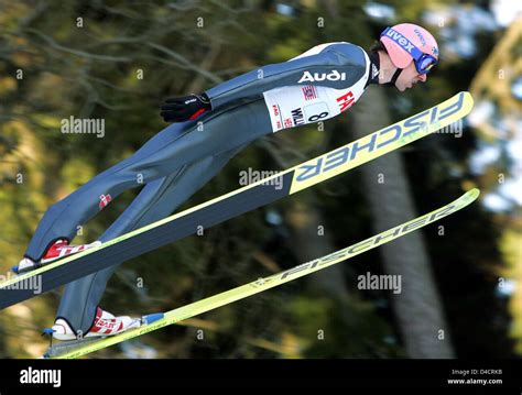 Georg Spaeth Of Germany Soars Through The Air At The Ski Jumping World