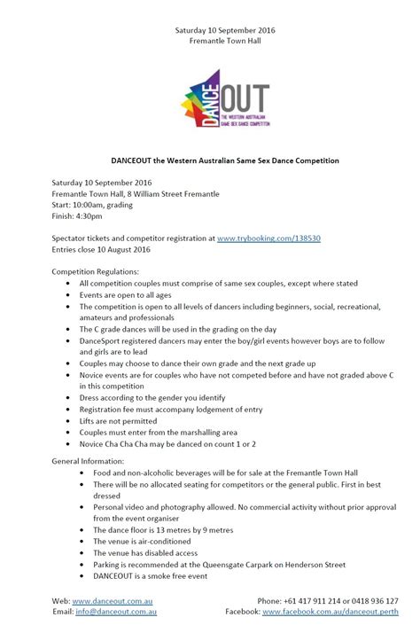 DANCEOUT Same Sex Dance Competition 10th September 2016 OUTdance