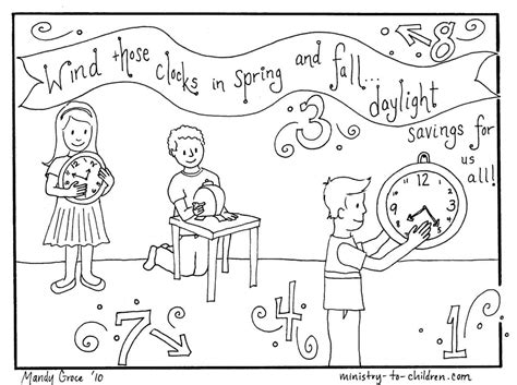 Daylight Savings Time Coloring Page Free Printable