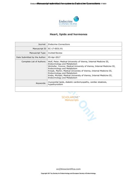 (PDF) Heart, lipids and hormones