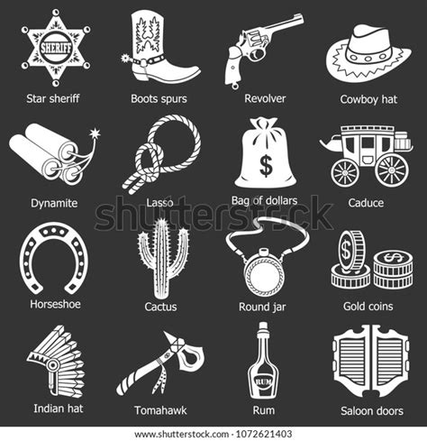 Wild West Icons Set Vector White Stock Vector Royalty Free 1072621403