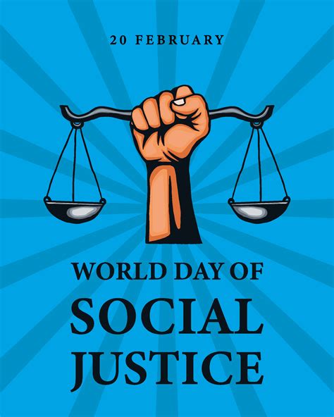 world day of social justice with hand holding scales of justice. banner ...