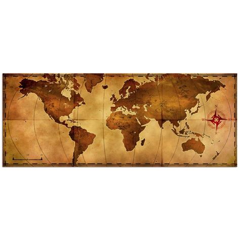 World Map Wall Art Old World Map Aged Antique Style Metal Travel