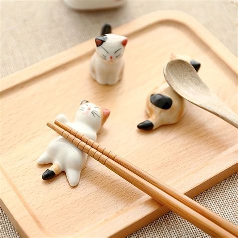 Pc Cute Lucky Cat Chopstick Rest Ceramic Holder Chopstick Pillow