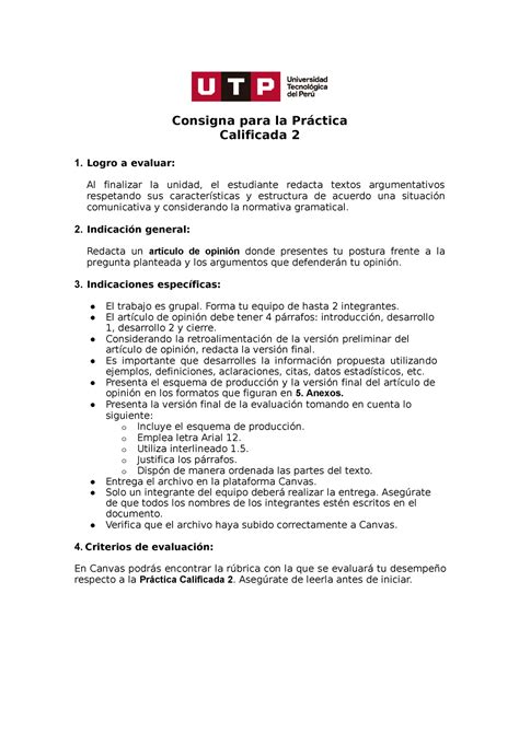 GC N04I Consigna PC 2 22C2A 1 Consigna para la Práctica Calificada 2