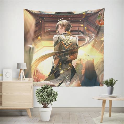 Genshin Impact Zhongli Geo Hero Anime Wall Tapestry