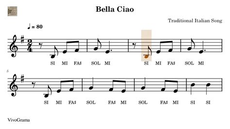 Bella Ciao Partitura F Cil Viol N Pr Ctica Tempo Progresivo