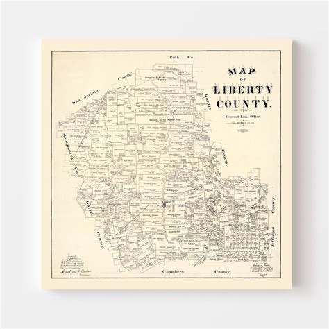 Vintage Map Of Liberty County Texas 1895 By Teds Vintage Art